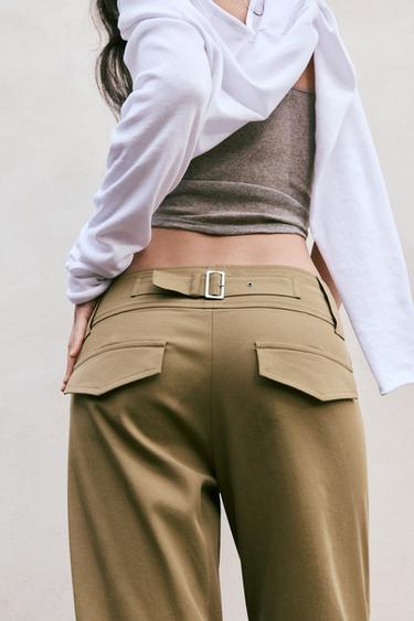 CAPRI TROUSERS WITH BUCKLE - mid khaki by Zara - Image 2