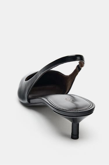 CHAUSSURES À TALONS OUVERTES À L'ARRIÈRE EN CUIR - Noir de Zara - Image 4