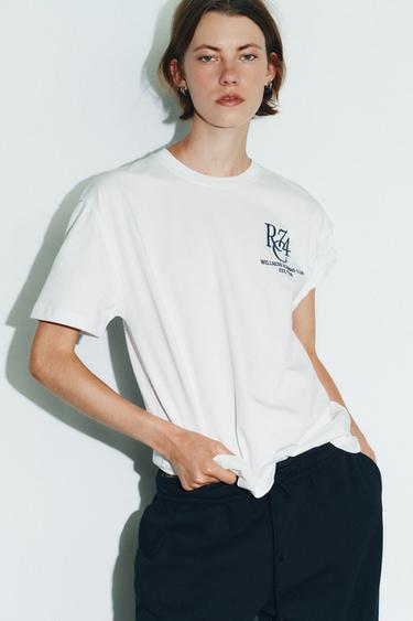 EMBROIDERED SLOGAN T-SHIRT - White by Zara