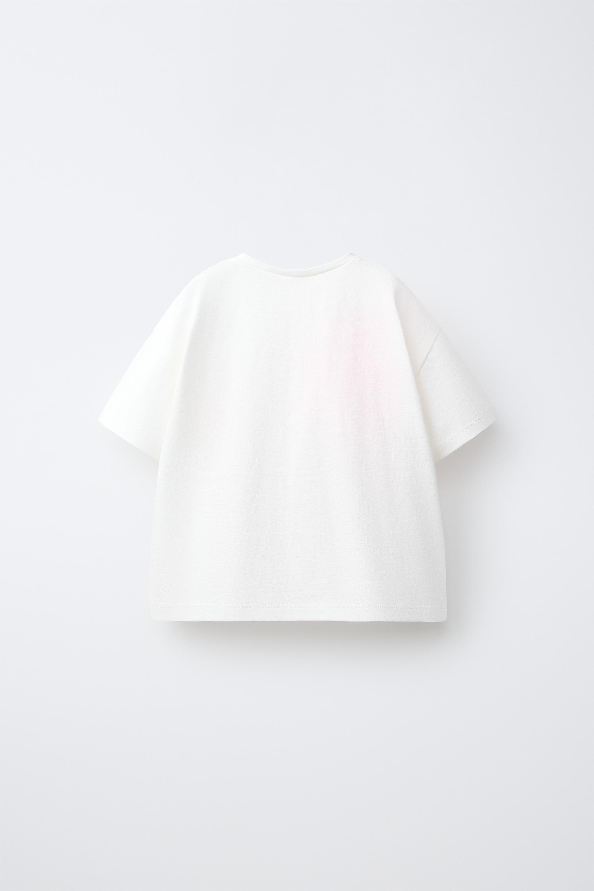 FLORAL APPLIQUÉ T-SHIRT — Oyster-white