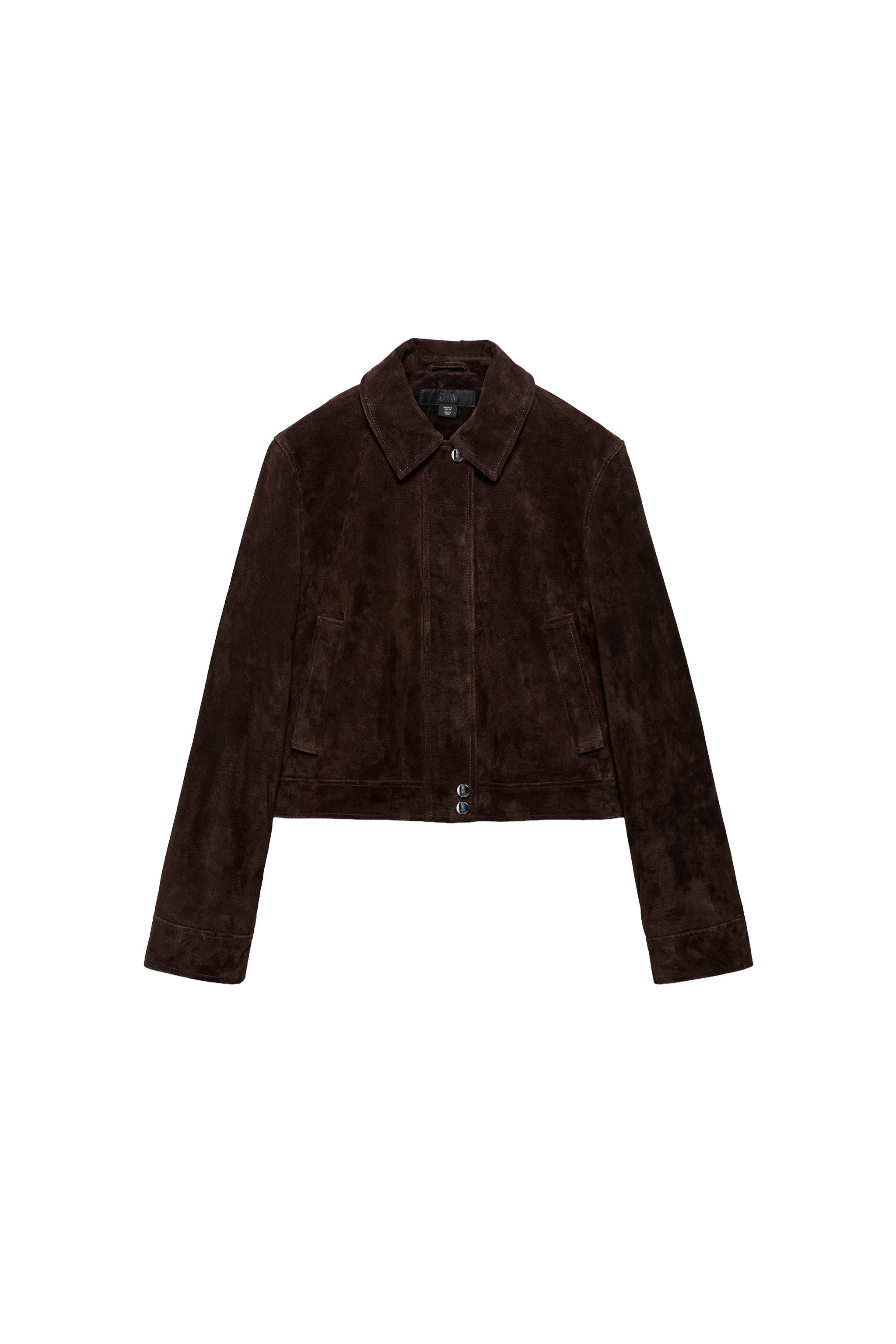 zara ブラウン スエード ボタン付きジャケット スエードレザー ジャケット - ダークブラウン | ZARA Japan / 日本
