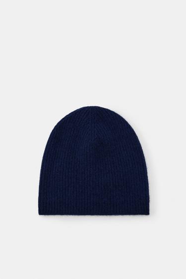 CASQUET BEANIE ACANALAT AMB CAIXMIR - Blau de Zara