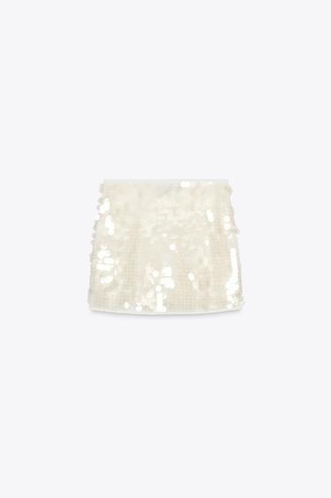 SEQUIN KNIT MINI SKIRT - Ecru by Zara - Image 8