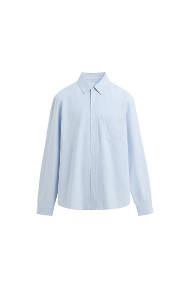 РУБАШКА ОКСВОРД СО СТРУКТУРОЙ — НЕБЕСНО-ГОЛУБОЙ от Zara