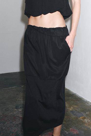 GONNA MIDI COMBINATA IN MAGLIA - Nero di Zara
