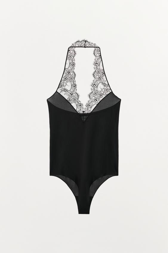 BODY HALTER DENTELLE - Noir de Zara - Image 4