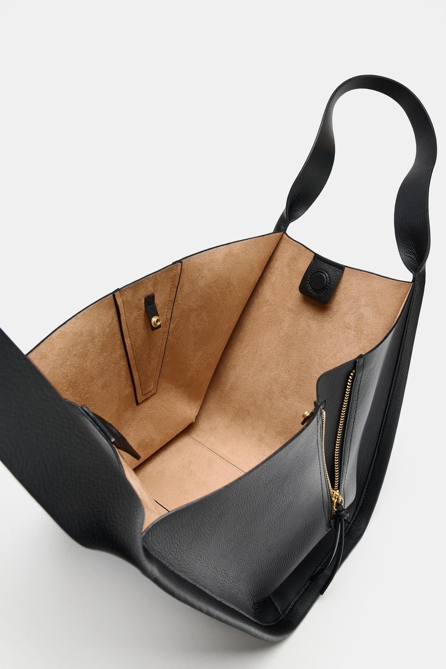 Женская сумка Zara Zipper Detail Shopper, цвет: Чёрный — фото 4