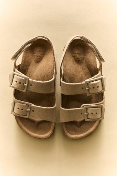 CHILDREN'S LEATHER DOUBLE BUCKLE SANDALS - Light beige by Zara - Image 5