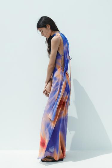 ROBE LONGUE IMPRIMÉE FOULARD - TYE ORANGE de Zara - Image 4