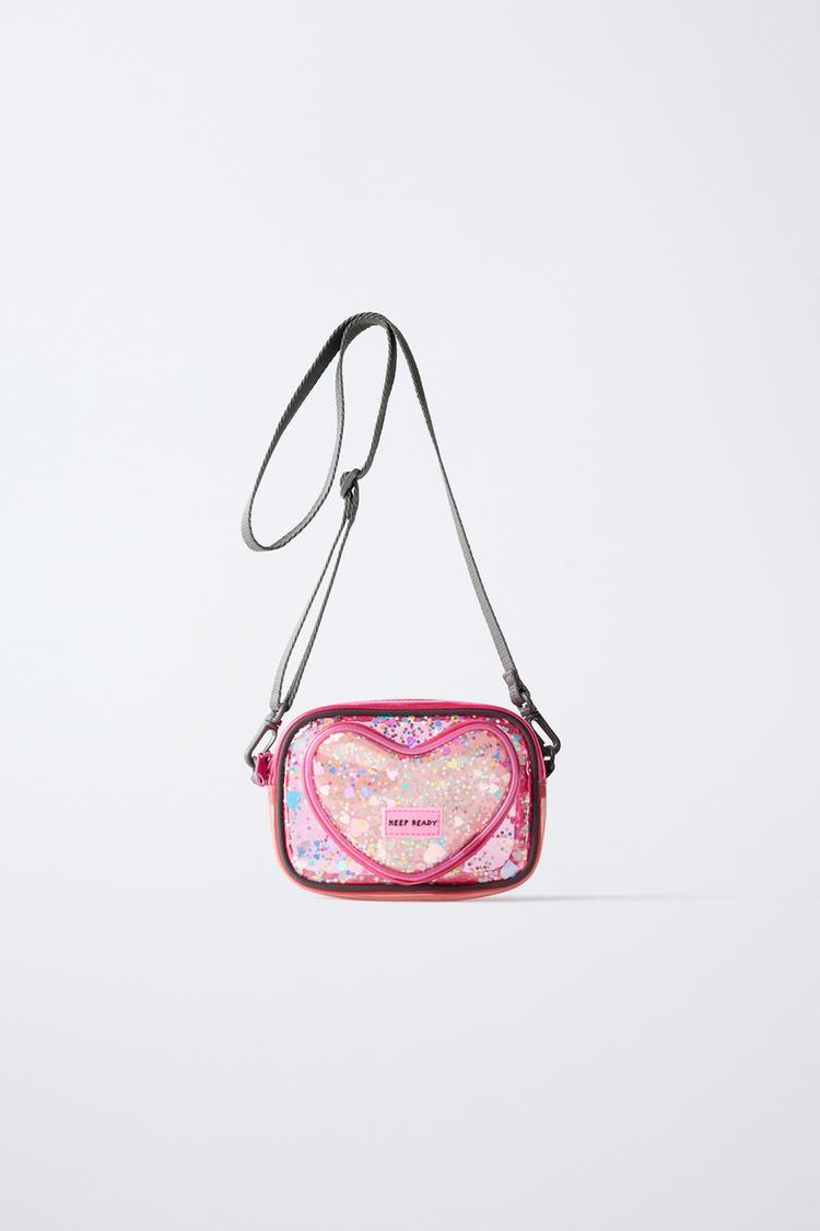 HEART VINYL CROSSBODY BAG Pink ZARA Canada