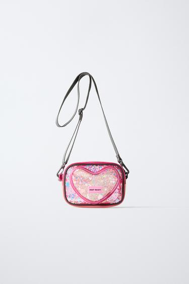 Zara HEART VINYL CROSSBODY BAG - Pink
