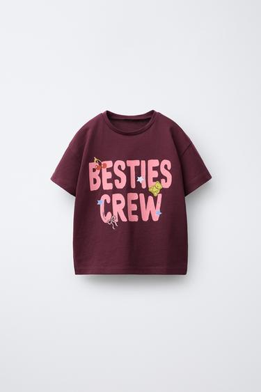CAMISETA ESTAMPADO TEXTO - Burgundy de Zara