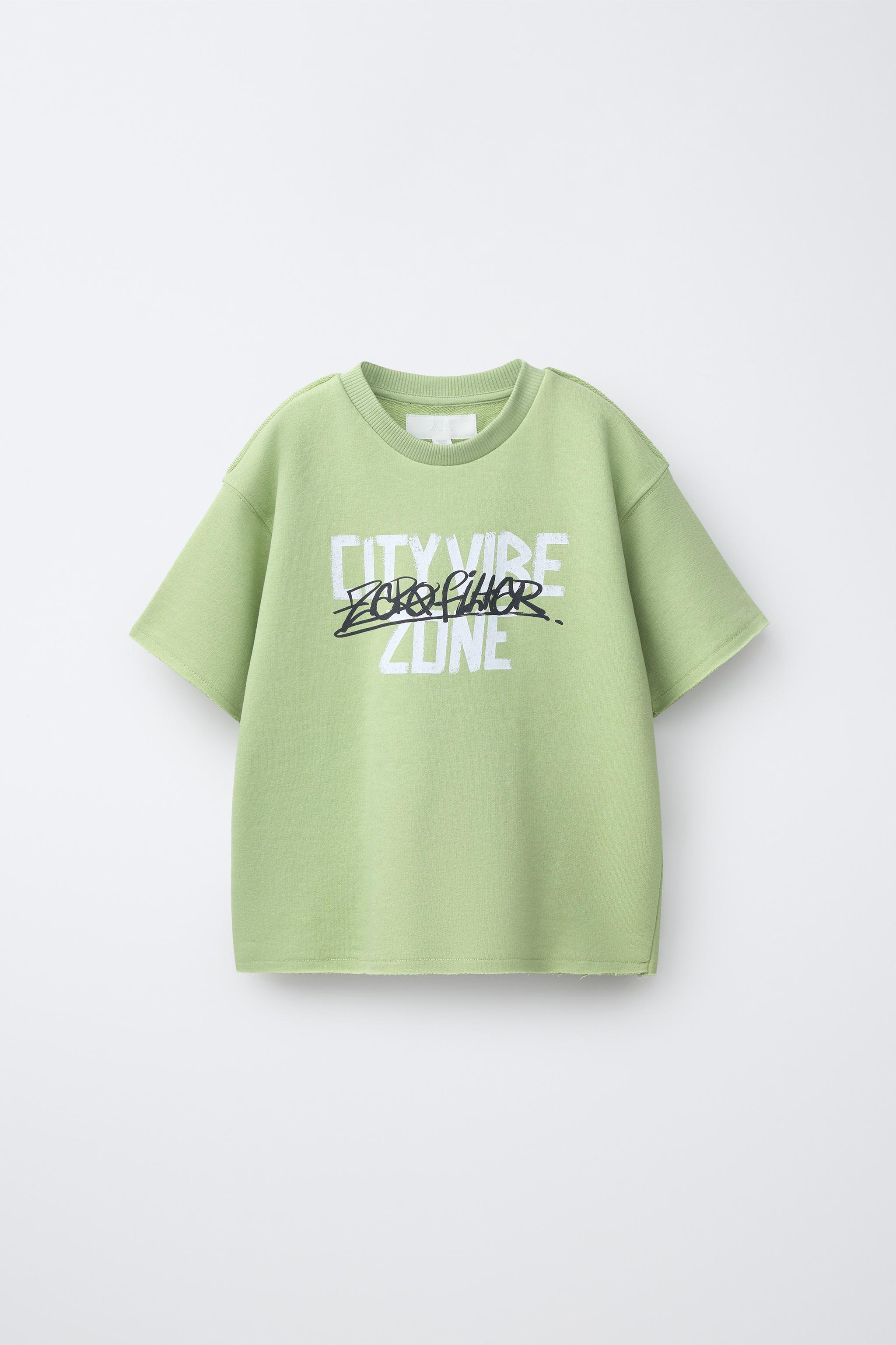 GRAFFITI SHORT SLEEVE SWEATSHIRT - Washed green | ZARA United States