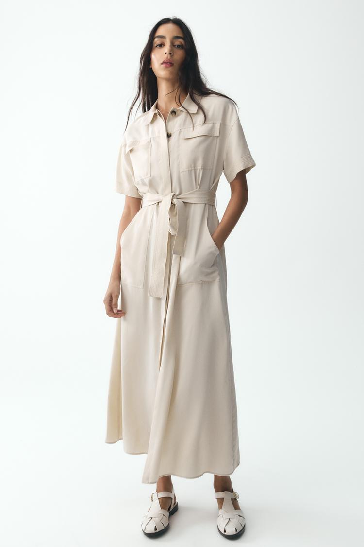 BELTED SHIRT DRESS Light sand ZARA Australia