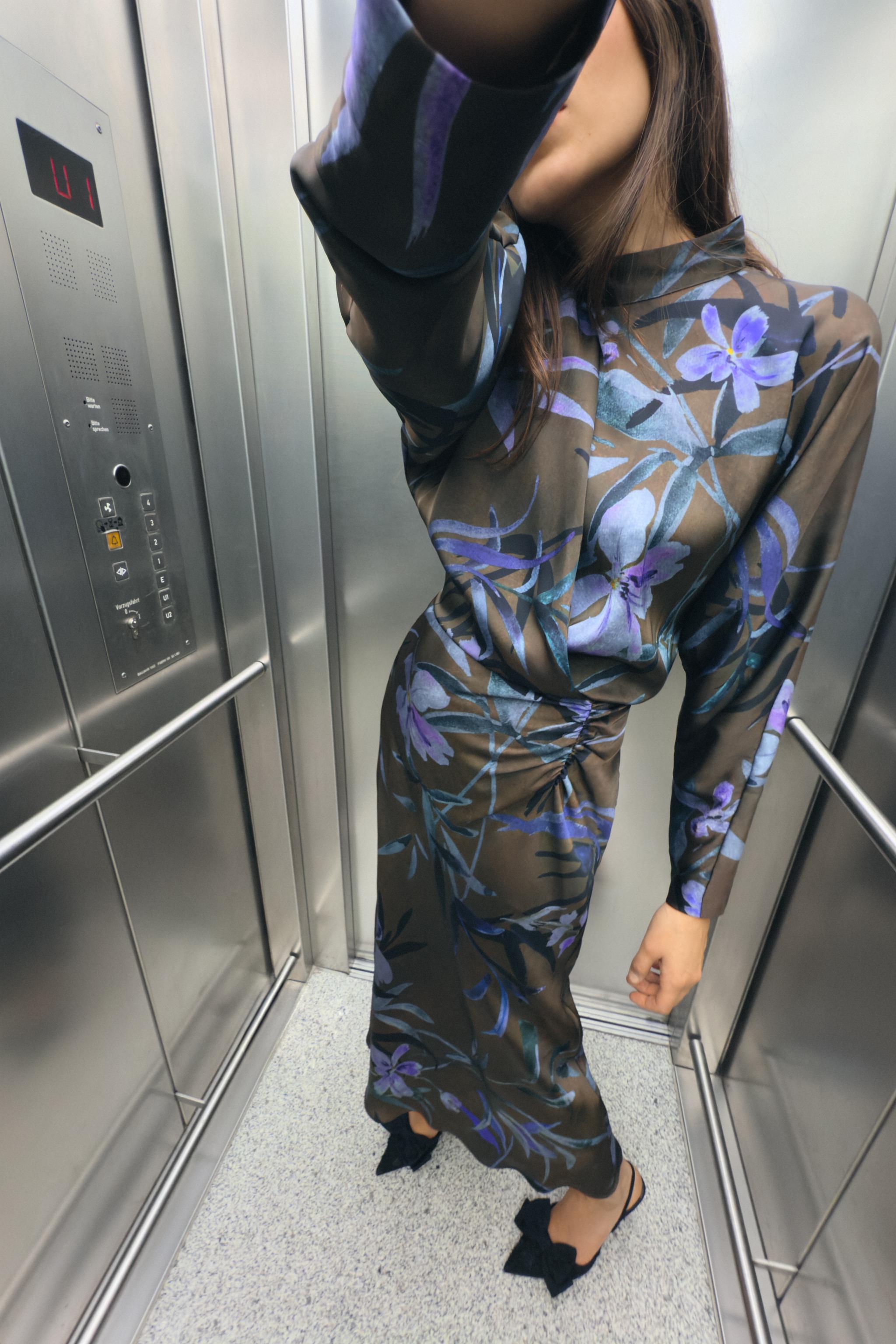 Printed midi dress zara best sale