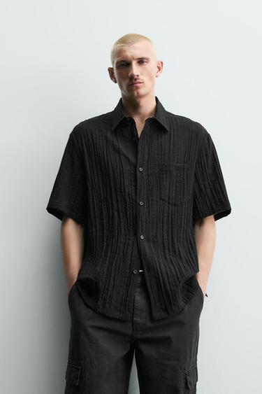 CHEMISE FLUIDE STRUCTURÉE EN RELIEF - Noir de Zara