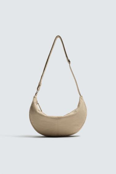 SMALL NYLON SHOULDER BAG - Bone White by Zara