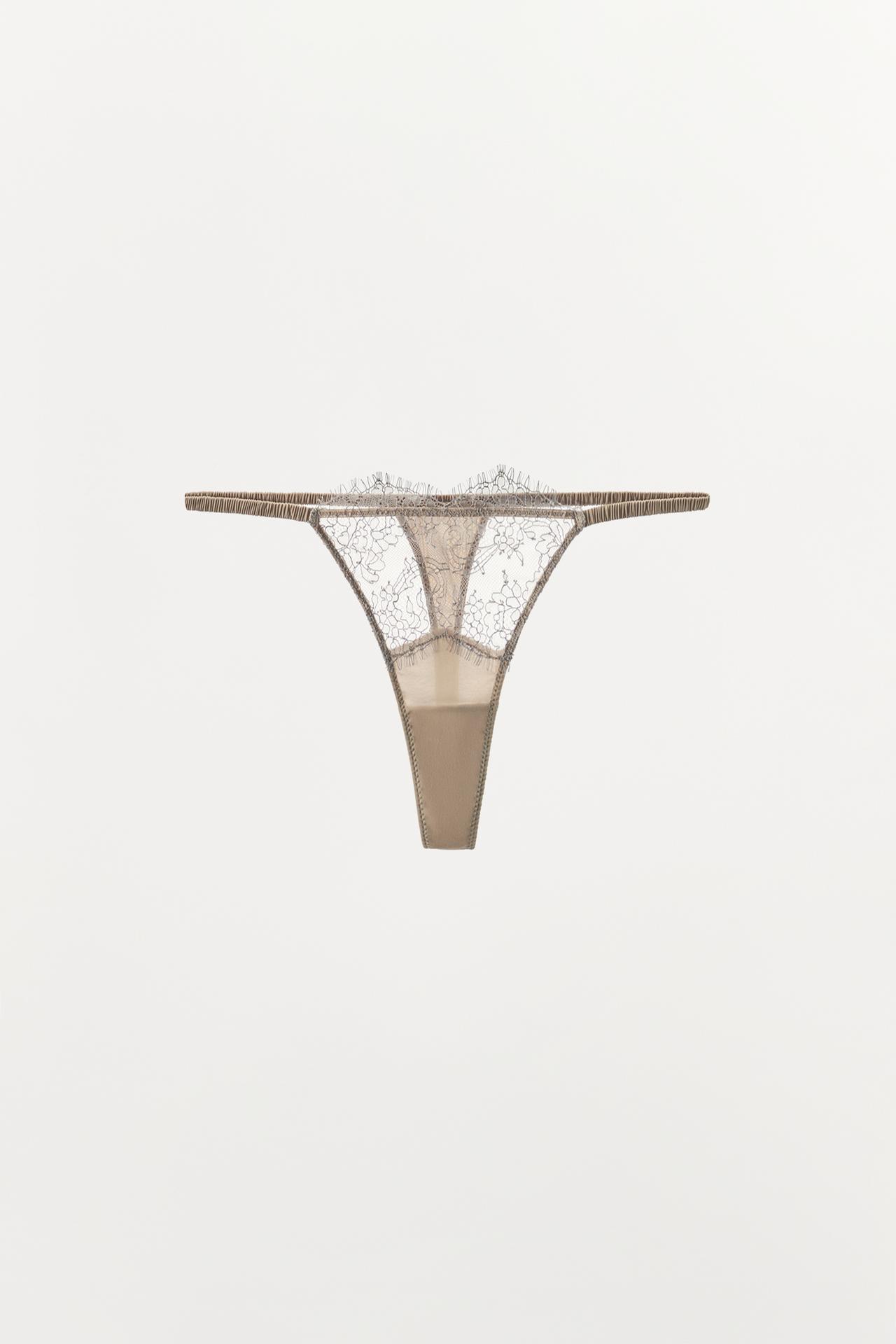 COMBINATION LACE THONG — Gray / Blue