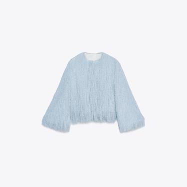 VESTE À FRANGES - Bleu clair de Zara