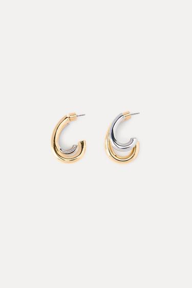 DOUBLE HOOP EARRINGS - Golden by Zara - Image 3