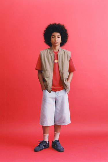 TWILL WAISTCOAT WITH LABEL - Beige by Zara - Image 4