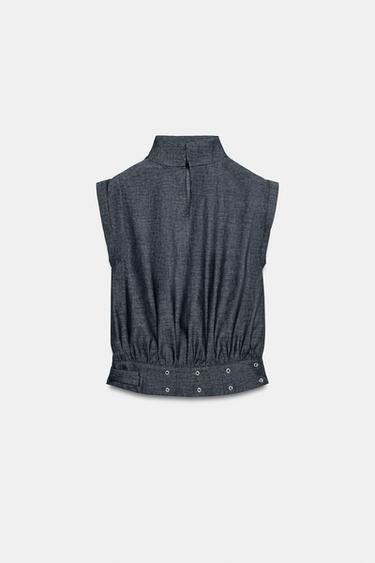 TOP LIN BOUCLE CLOUS - Indigo de Zara - Image 1