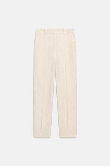 RUSTIC WEAVE STRAIGHT-LEG TROUSERS - Light beige by Zara - Image 5