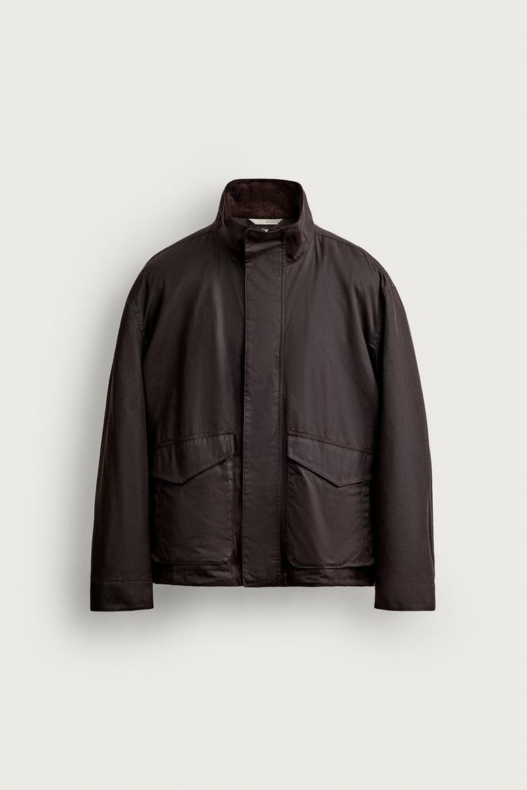 WAXED-EFFECT REGULAR FIT JACKET