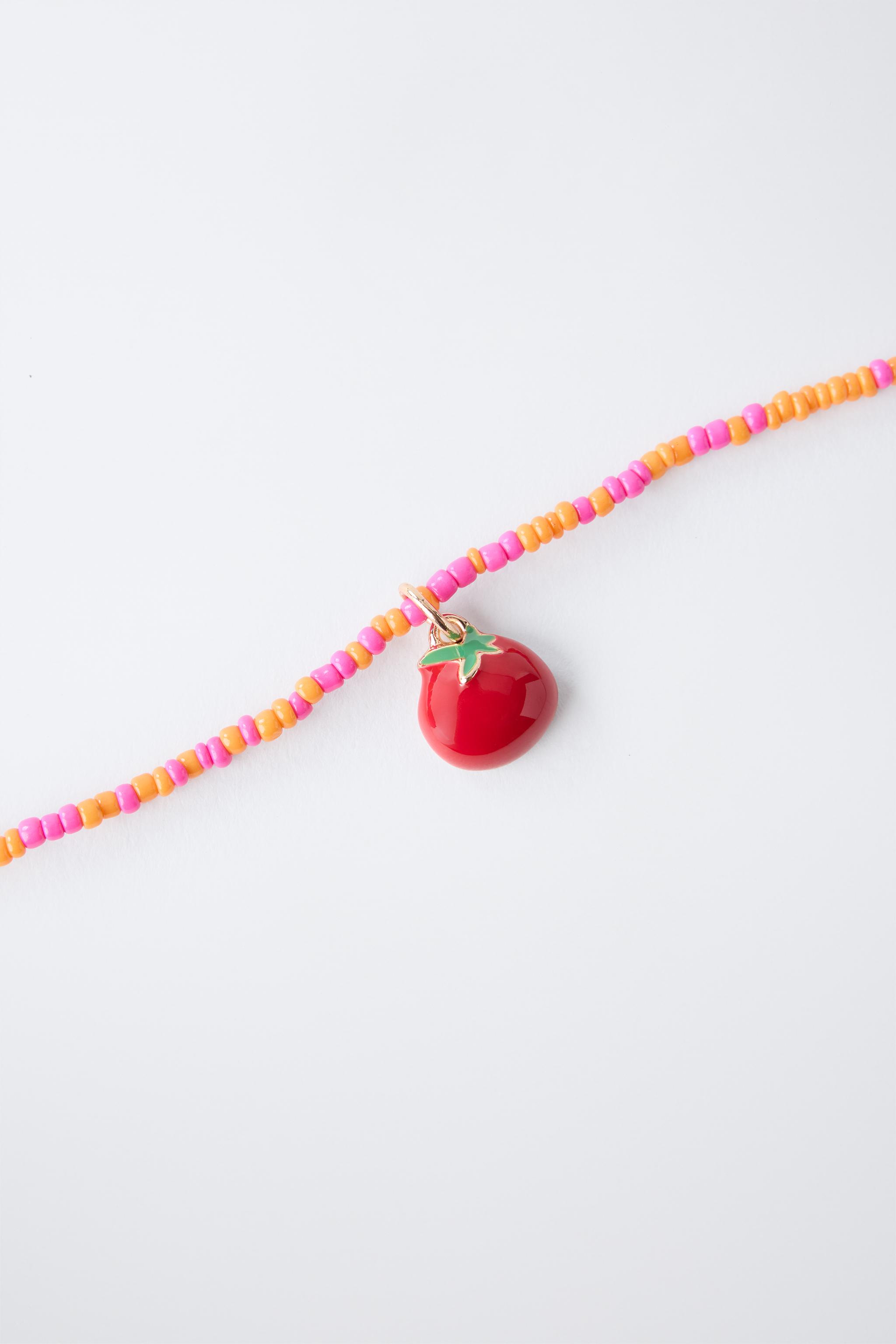LOT DE DEUX COLLIERS TOMATE ET CITRON