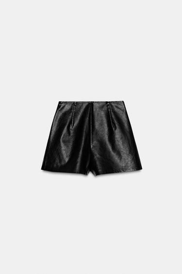 JUPE-CULOTTE EN MATIÈRE SYNTHÉTIQUE - Noir de Zara - Image 6
