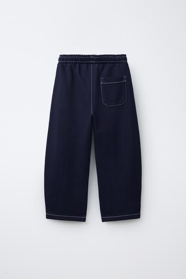 SWEATSHIRT AND PLUSH TROUSERS SET WITH TOPSTITCHING - Navy blue by Zara - Image 4
