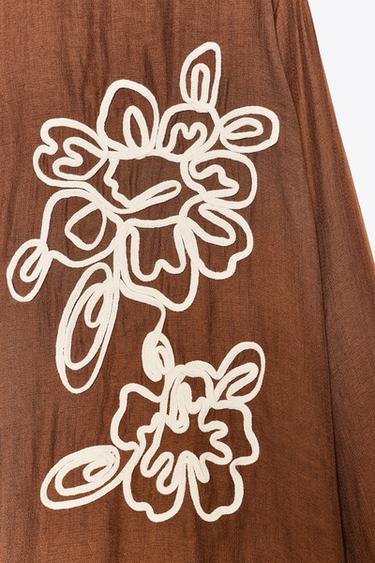 TEXTURED FLORAL SHIRT - Brown by Zara - Image 7