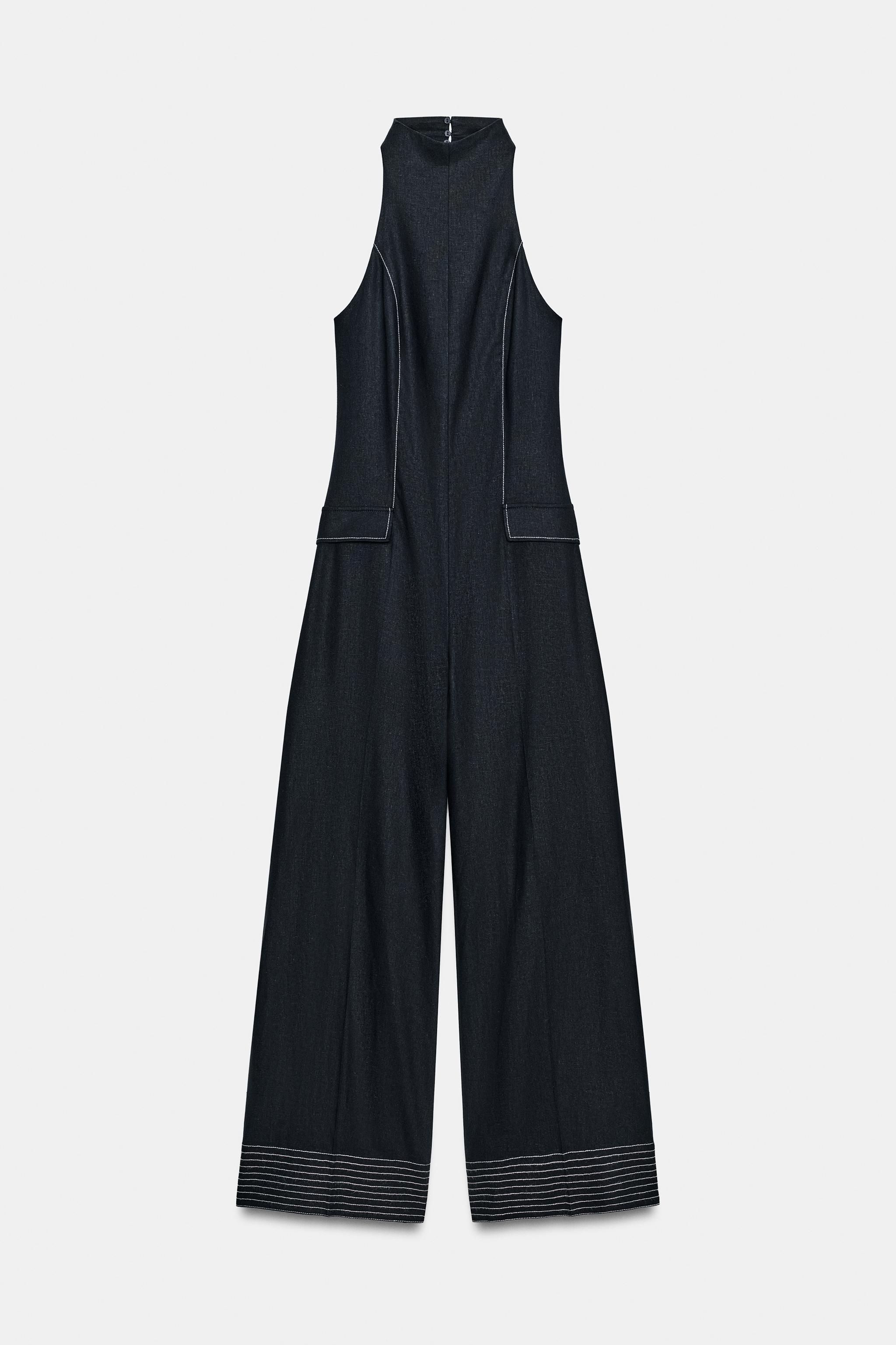COMBINAISON HALTER SURPIQÛRES CONTRASTANTES AVEC LIN