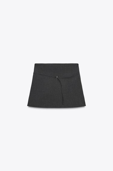 Zara BELTED SKORT - Mid-gray