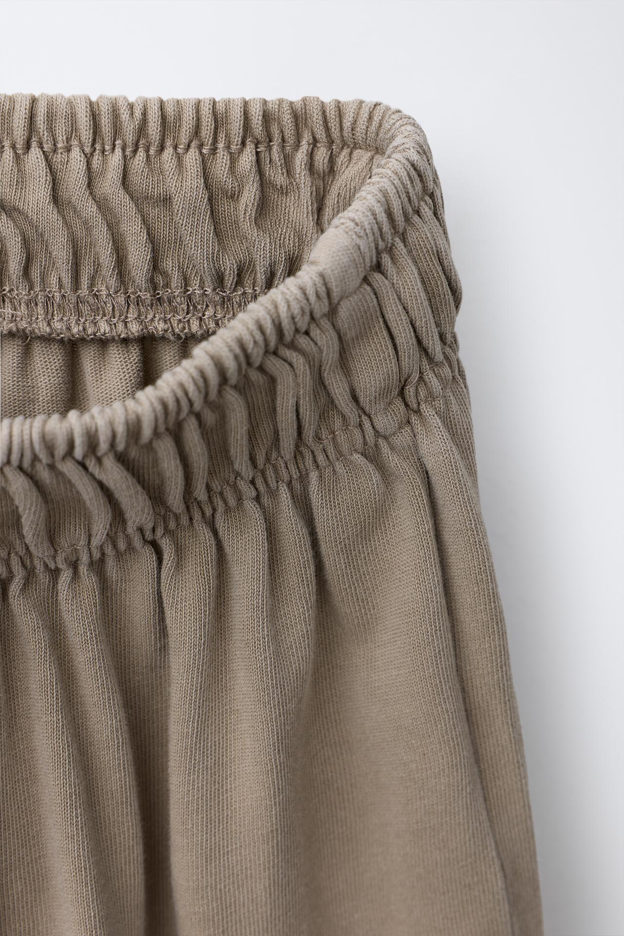 WASHED EFFECT WIDE LEG CARGO PANTS