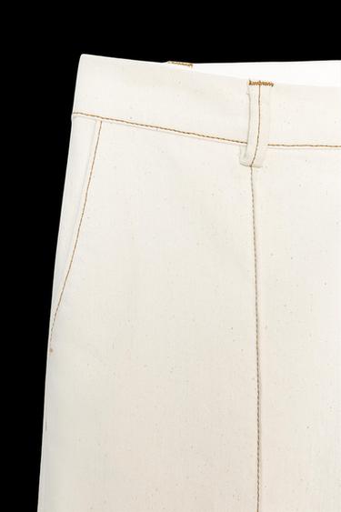 PANTALÓN BOOTCUT PESPUNTES - Crudo de Zara