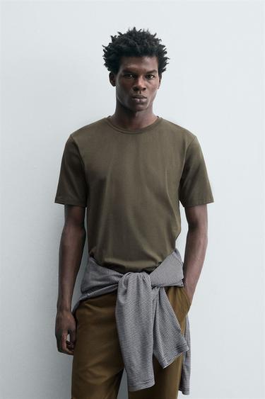 CAMISETA BÁSICA SLIM FIT - Khaki de Zara