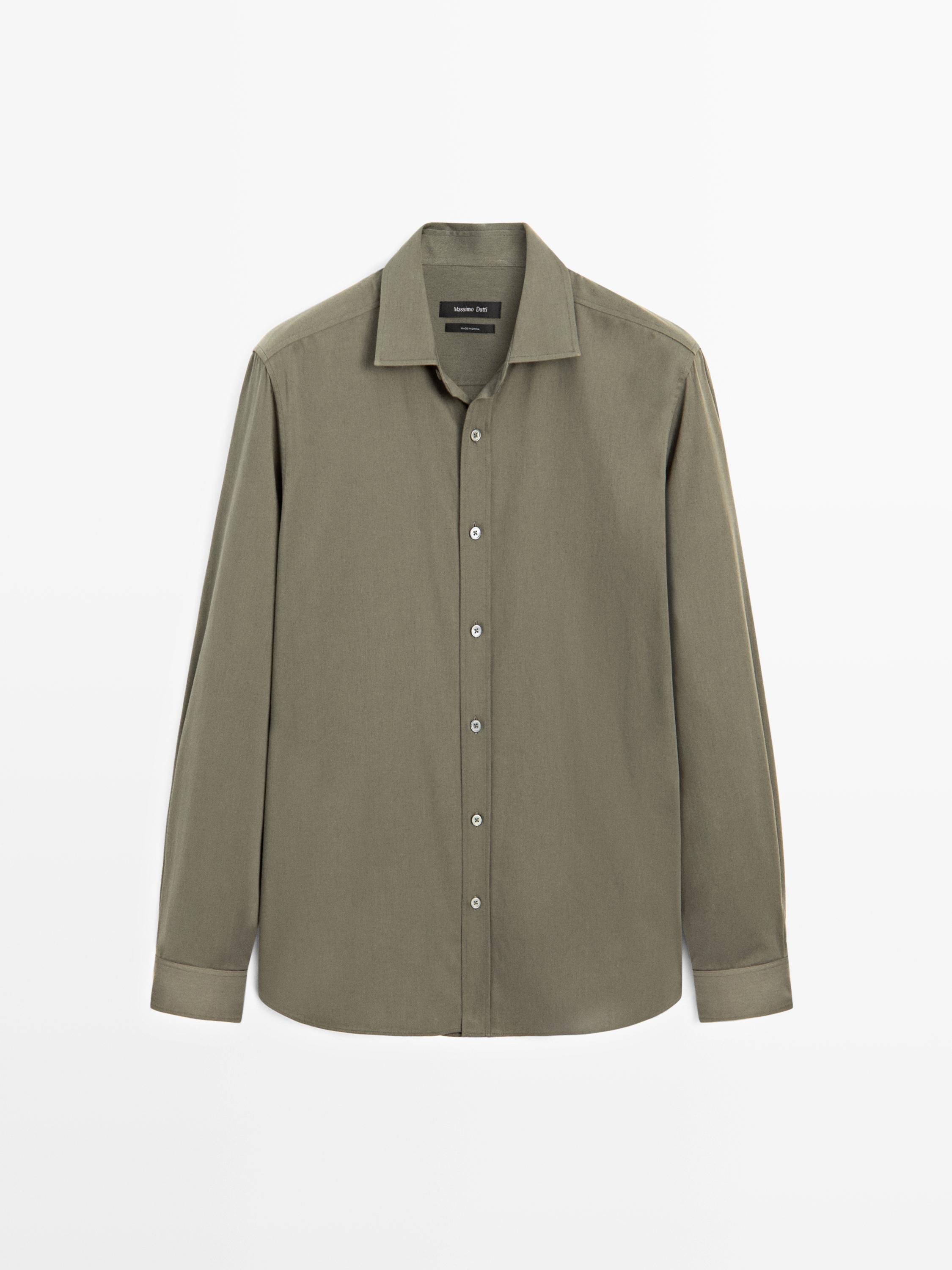 Regular fit cotton blend shirt