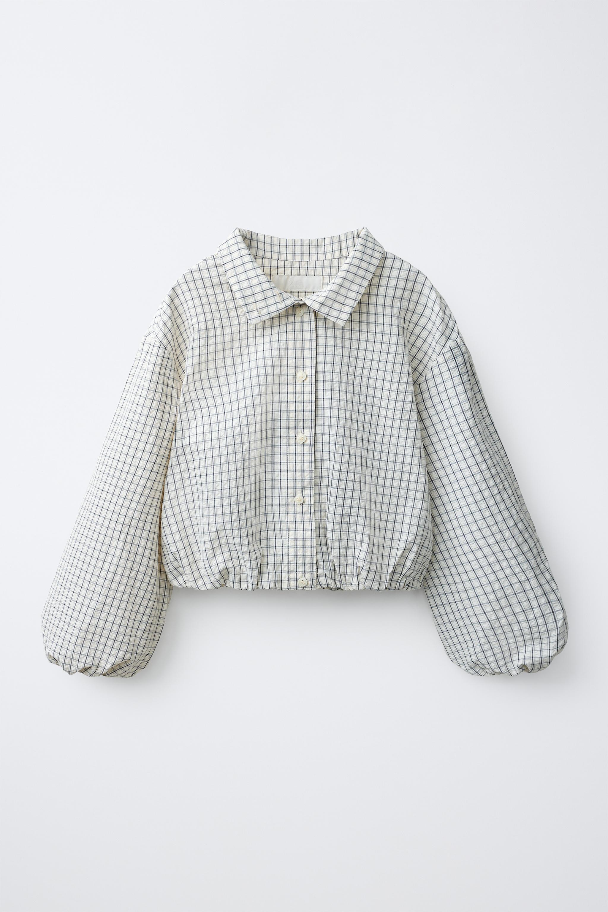 PLAID BALLOON SHIRT - Ecru / Black | ZARA United States