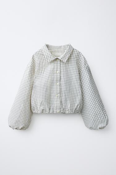 CAMISA BALÃO AOS QUADRADOS - Cru / Preto da Zara - Imagem 0