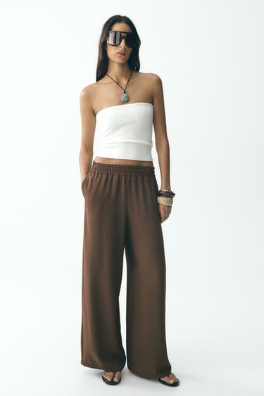 CALÇA LARGA - Marrom da Zara