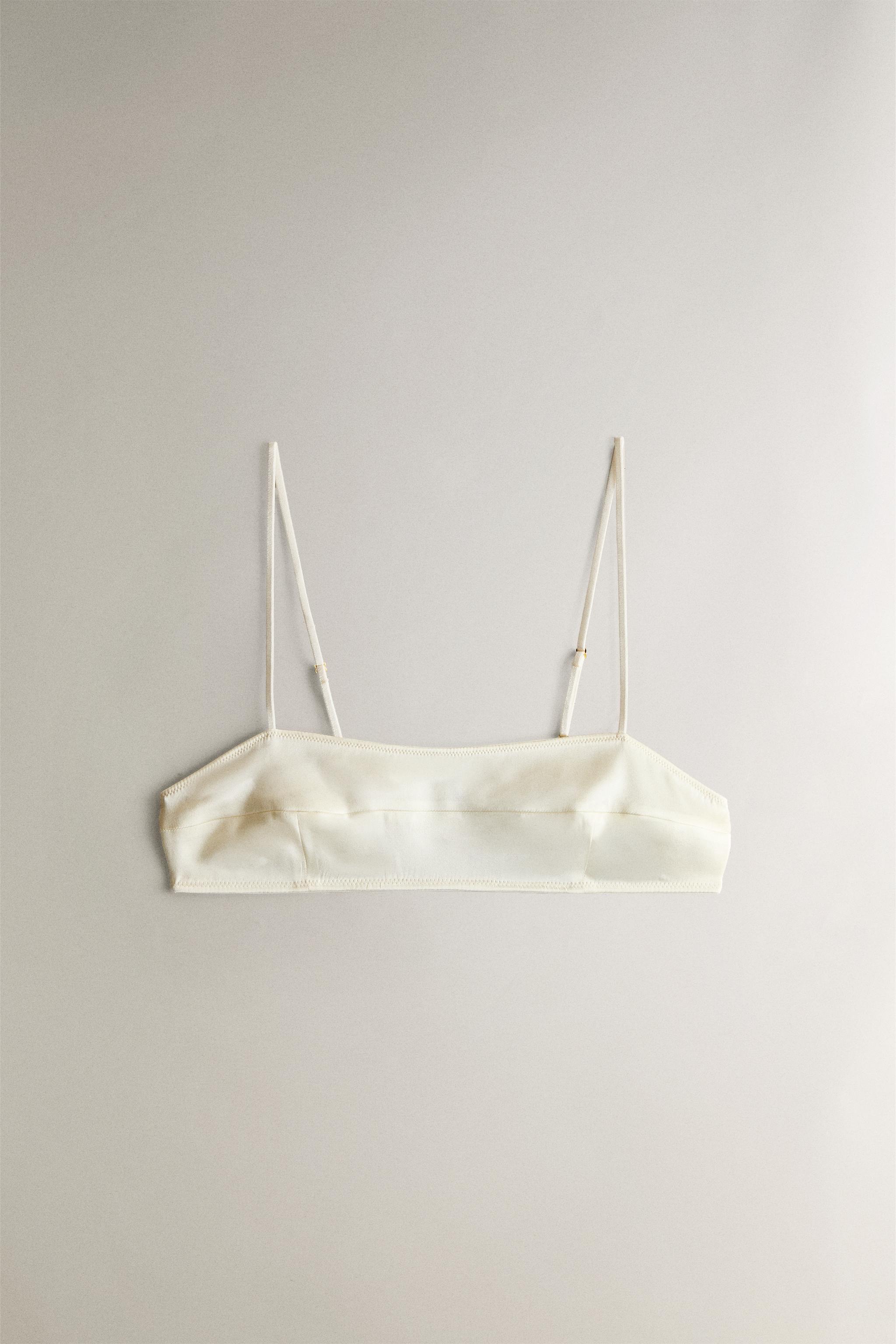 MULBERRY SILK BANDEAU BRA — Ecru