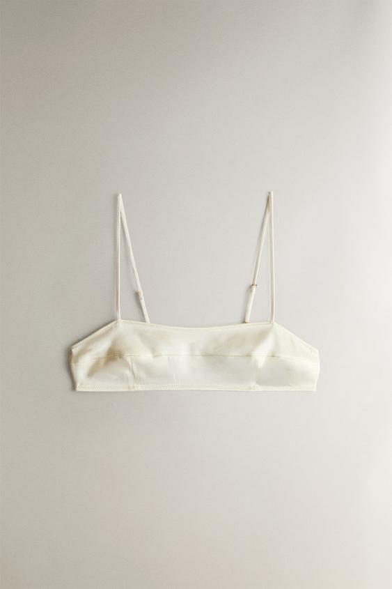 MULBERRY SILK BANDEAU BRA - خَام الخاص بـ Zara - صورة 0