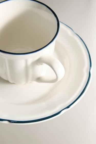 TASSE À CAFÉ ET SOUCOUPE BORD CONTRASTANT - Bleu de Zara - Image 2