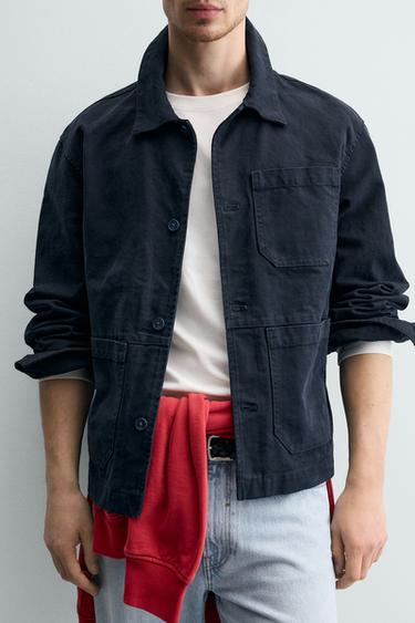 SURCHEMISE RELAXED FIT TOILE DÉLAVÉE - Bleu marine foncé de Zara - Image 4