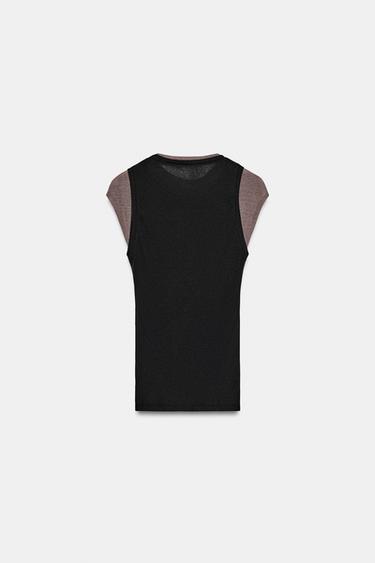 DOUBLE CONTRAST EFFECT TOP - Black / Brown by Zara - Image 7