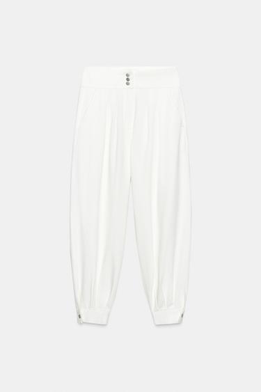 ZW COLLECTION PUFFBALL TROUSERS - White by Zara