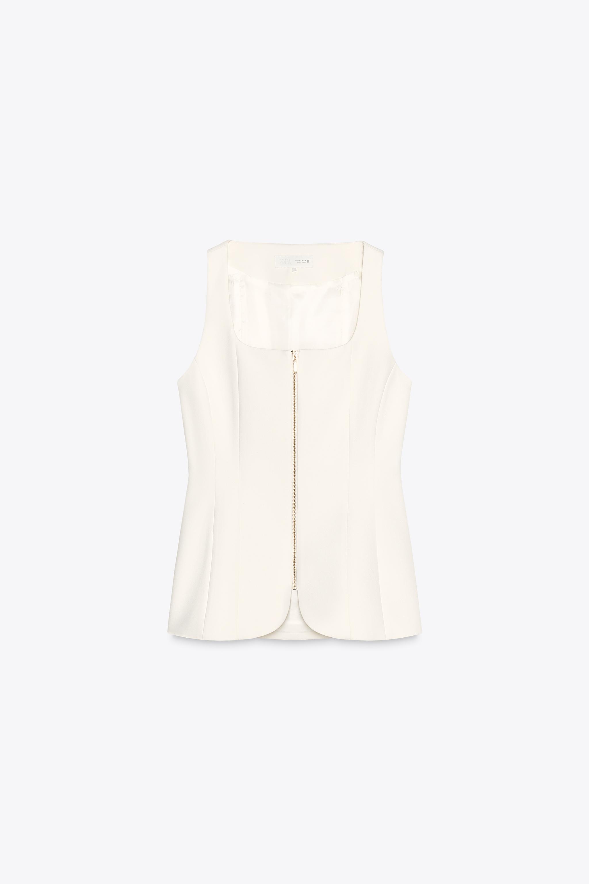 ZIPPER BUSTIER TOP - Ecru | ZARA United States