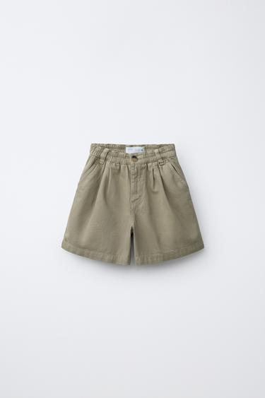 Zara PLEATED SHORTS - Khaki - Image 0