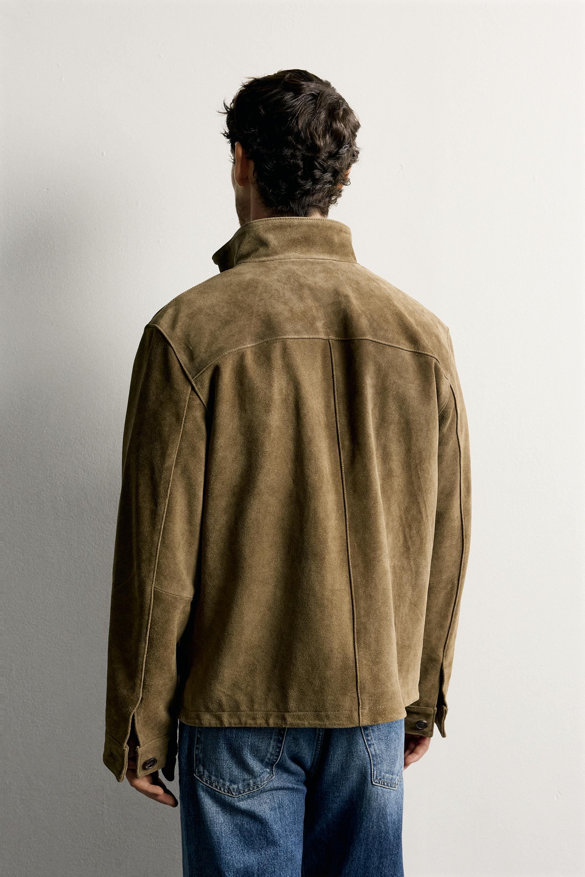 BLOUSON CUIR DAIM REGULAR FIT
